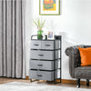 5-Drawer Dresser Tower 4-Tier Storage Organizer with Steel Frame Wooden Top for Bedroom Hallway Closets Grey