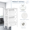 X- Frame Freestanding Floor Bathroom Storage with Two Drawers  Storage Organizer  Cabinet with 3 Shelves  White