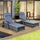3 Pieces Patio Wicker Chaise Lounge Chair Set, Adjustable PE Rattan Cushioned Lounge Set of 2 with Armrests, Side Table & Moving Wheels, Grey