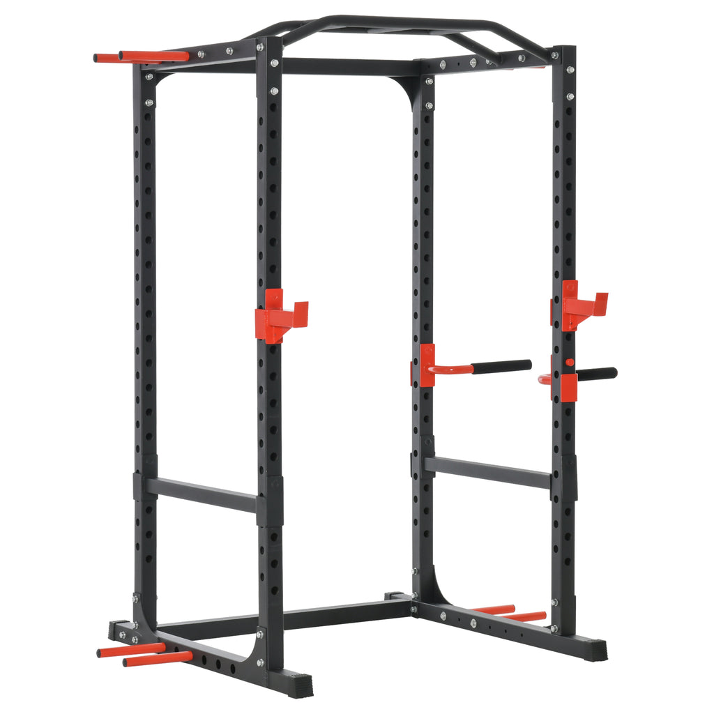 Power Tower Squat Cage, Adjustable Multi-Function Home Gym Weightlifting Exercise Workout Station, Black