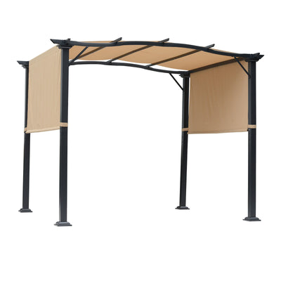 8' x 10' Retractable Pergola Canopy Steel Frame Polyester Fabric Gazebo with Top Cover,Retractable Canopy Shade Awning