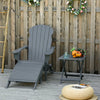 3 Piece Patio Furniture Set Adirondack Chair with Ottoman and Table Folding Design Outdoor Wooden Lounger for Garden, Patio Porch, Grey