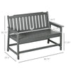 Outdoor Bench, Garden Bench with Backrest and Armrests, Plastic Patio Loveseat for Lawn, Yard, Balcony, Porch, Dark Gray