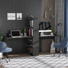 Bookshelf Desk 88" Extra Long 2-Person Computer Desk W/ Bookshelf Combo Double Workstation Storage Unit Home Office Black
