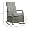 Outdoor Rattan Wicker Rocking Chair Patio Recliner with Soft Cushion, Adjustable Footrest, Max. 135 Degree Backrest, Grey