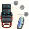 Recliner Chair with Ottoman, Electric Faux Leather Recliner with 10 Vibration Points and 5 Massage Mode, Reclining Chair with Remote Control, Swivel Wood Base and Side Pocket, Black