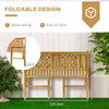 Outdoor Foldable Garden Bench, 2-Seater Patio Wooden Bench, Loveseat Chair with Backrest and Armrest for Patio, Porch or Balcony, Yellow