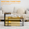 Industrial Style Nesting Tables Set of 2 w/ Metal Frame for Living Room