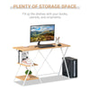 Computer Desk with Shelves, Wood Grain Writing Desk with 2-Tier Storage Shelves Home Office Desk Study Table Work Desk Corner Desk, Natural