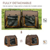 39" Portable Soft-Sided Pet Cat Travel Carrier With Divider Dual Compartment Soft Cushions And Large Storage Bag Brown