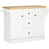 Kitchen Island, Kitchen Cart with Rubberwood Tabletop, Spice Rack for Dining Room, Kitchen Island Cart, White