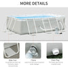 11ft x 7ft x 32in Steel Frame Pool with Filter Pump, Outdoor Rectangular Frame Above Ground Swimming Pool, Light Grey