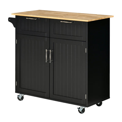 Modern Rolling Kitchen Island Cart Storage Kitchen Cart Kitchen Utility Cart with Adjustable Shelving, Black