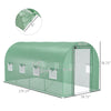15' x 7' x 7' Walk-in Tunnel Hoop Greenhouse, Polyethylene PE Cover, Steel Frame, Roll-Up Zipper Door & Windows for Flowers, Vegetables, Tropical Plants, Green