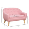2-Seat Kids Sofa Linen Fabric and Wooden Frame Sofa for Kids and Toddlers Ages 3-6, 11" High Seat, Pink