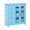 Storage Sideboard Cabinet with 4 Drawers and Glass Door Cupboard, Console Table for Living Room, Kitchen