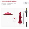 9' 3-Tier Patio Umbrella, Outdoor Market Umbrella with Crank and Push Button Tilt for Deck, Backyard and Lawn, Wine Red
