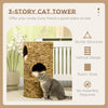 Cat Condo with Removable Cushions, 3 Story Kitty Tower for Indoor Cats, Î¦16" x 29"H