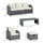 6-Piece Outdoor Rattan Patio Sectional Sofa Set with 3-Seat Couch, 2 Recliners, Ottoman Footrests & Coffee Table, Off-white