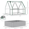 Raised Garden Bed with Greenhouse, Steel Outdoor Planter Box with Plastic Cover, Roll Up Window, Dual Use for Flowers, Vegetables, Clear
