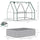 Raised Garden Bed with Greenhouse, Steel Outdoor Planter Box with Plastic Cover, Roll Up Window, Dual Use for Flowers, Vegetables, Clear