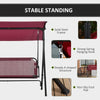 3-Person Porch Swing Bench with Stand & Adjustable Canopy, Armrests, Steel Frame for Outdoor, Garden, Patio, Porch & Poolside, Wine Red