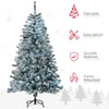 6' Prelit Artificial Flocked Christmas Trees, with Snow Frosted Branches, Cold White LED Lights, Auto Open