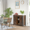 Industrial Sideboard, Buffet Cabinet with Sliding Barn Doors, Storage Cabinets and Adjustable Shelves for Living Room, Rustic Brown