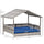 Wicker Dog House Elevated Raised Rattan Bed for Indoor/Outdoor with Removable Cushion Lounge, Dark Blue