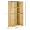 67" Pinewood Kitchen Pantry Storage Cabinet, Freestanding Cabinets with Doors and Shelves, Dining Room