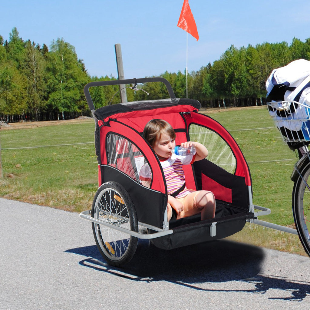 Three-Wheel Bike Trailer Cart Cargo Runner - Red