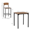 3 Piece Industrial Counter Height Dining Table Set, Bar Table & Chairs with Steel Legs & Footrests, Black