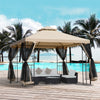 10' x 10' Steel Outdoor Patio Gazebo Canopy with Privacy Mesh Curtains, Weather-Resistant Roof, & Storage Trays