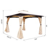 10' x 12' Outdoor Gazebo with Mesh Netting Sidewalls for Shade and Rain, Gazebo Canopy with 2-Tier Soft Top Roof and Steel Frame for Lawn