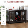 Sideboard, Glass Door Serving Buffet Cabinet, Liquor Cabinet with 12 Bottle Wine Rack, Espresso