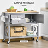 Utility Kitchen Cart Rolling Kitchen Island Storage Trolley with Rubberwood Top