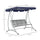 3 Person Patio Swing Seats, Porch Swing with Stand and Adjustable Canopy Outdoor Swing Chair Bench for Garden, Poolside, Blue