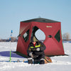 Red 2 Person Insulated Ice Fishing Shelter Pop-Up Portable Ice Fishing Tent with Carry Bag and Anchors for -22℉