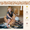 Kids Brown Plush Rocking Horse-Style Plush Animal on Wooden Rockers Giraffe Themed Ride-On Chair Toy with Sound