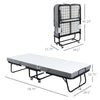 Rollaway Bed, Folding Bed with 4" Mattress, Portable Foldable Guest Bed with Sturdy Metal Frame and Wheels, White
