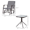 3 Pcs Outdoor Gliders Set Bistro Set with Glass Top Table for Patio, Garden, Backyard, Lawn, Grey