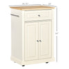 Rolling Kitchen Island Cart, Portable Serving Trolley Table with Drawer, Adjustable Shelf and 2 Towel Racks, Cream White