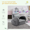 Kids Sofa Rocking Chair with Side Pocket, PU Leather Toddler Armchair for Children, Grey