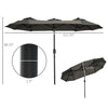 Double-sided Patio Umbrella 9.5' Large Outdoor Market Umbrella with Push Button Tilt and Crank, 3 Air Vents and 12 Ribs, for Garden, Deck, Pool, Grey