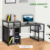 68 Inch Office Table Computer Desk Workstation Bookshelf with CPU Stand, Spacious Storage Shelves & Chic Modern Woodgrain Design, Grey