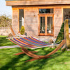 13 FT Outdoor Hammock with Stand, Single Bed,  Arch Wooden Hammock with Straps and Hooks, Multi-color Stripe