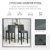 2 Piece Classic Counter to Bar Height Barstool with Metal Tube Footrest Solid Wood Leg  Armless Seat  for Dining Room  Living Room  Bar