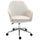 Leisure Office Chair Linen Fabric Swivel Scallop Shape Computer Desk Chair Home Study Bedroom with Wheels  Beige