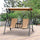 2 Person Porch Swing with Canopy, Covered Patio Swing with Pivot Storage Table, Cup Holder, & Adjustable Overhead Canopy, Beige