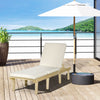 Chaise Lounge Chair for Outdoor, Patio Recliner with 4-Position Adjustable Backrest and Cushion for Deck, Beach, Lawn and Sunbathing, Natural